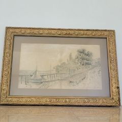 Antique gilt framed pencil drawing