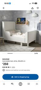 IKEA BUSUNGE Extendable Kids Bed in blue, no mattress