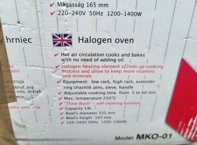 Halogen oven