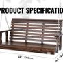 Heavy Duty Swing Chair Bench with Hanging Chains Wooden Porch Swing 4.5 ft Image 7