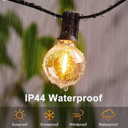 SPRING SALE | Outdoor String Lights Mains Powered - 100FT/30M G40 Garden Festoon Lights with 50+2 Shatterproof LED Bulbs Waterproof for Outside Patio Gazebo Pergola