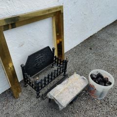 gas fire 28inch opening with brass surround