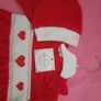red loveheart babygro with matching hat Image 2