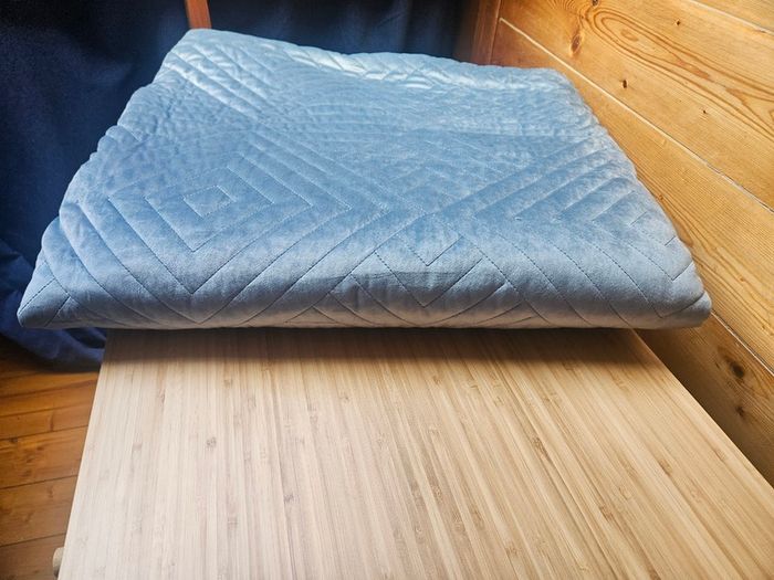 Blue velvet king size bedspread / throw