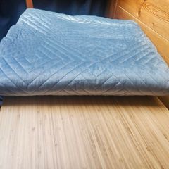 Blue velvet king size bedspread / throw