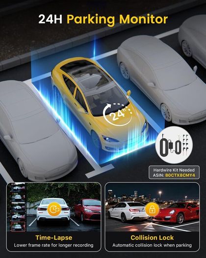 GKU 4K Dash Cam Front and Rear, 5GHz WiFi Dashcam with 64GB SD Card, Dual Car Camera Dash Cam with Parking Monitor, Night Vision, WDR, 170 Wide Angle, G-Sensor, Loop Recording, APP Control, Max 256GB
