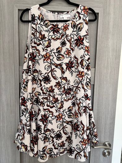 C&A floral sleeveless dress - cream and brown