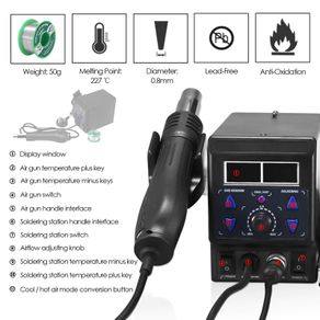2 in 1 740W hot air gun LCD Digital display welding rework station for cell-phone BGA SMD PCB IC Repair solder iron hairdry