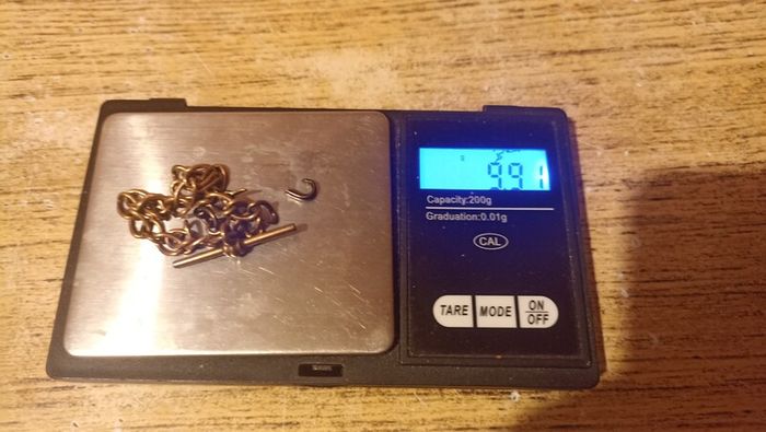 9ct gold t bar pocket watch chain