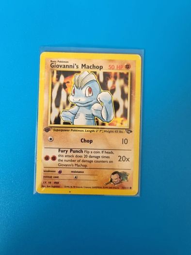 Giovanni's Machop 1st Edition Pokemon Card from Gym Challenge