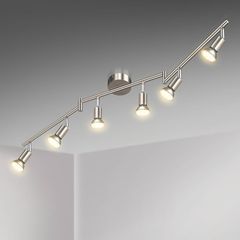NEW SALE | LED Ceiling Light Rotatable, 6 Way LED Ceiling Spotlight, Matt Nickel & Swivelling Design, for Kitchen, Living Room, Bedroom, Including 6X 4W GU10 LED Bulbs