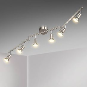 NEW SALE | LED Ceiling Light Rotatable, 6 Way LED Ceiling Spotlight, Matt Nickel & Swivelling Design, for Kitchen, Living Room, Bedroom, Including 6X 4W GU10 LED Bulbs