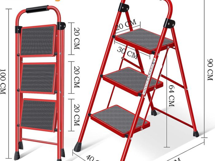 3 Step Ladder Folding Ladder With Non Slip And Wide Pedal Small Ladder ...