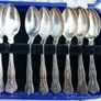 Vintage 12 Silver-Plated Teaspoons in blue presentation Original Case Image 4