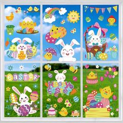 Easter Window Stickers,6 Sheet Easter Bunny Window Clings Decorations for Easter Window Display (FREE POSTAGE)