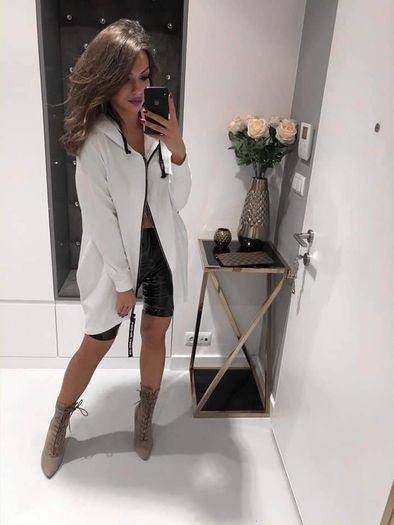 Long Hoodie white, cream,  High Quality Clothes from Hola Boutique