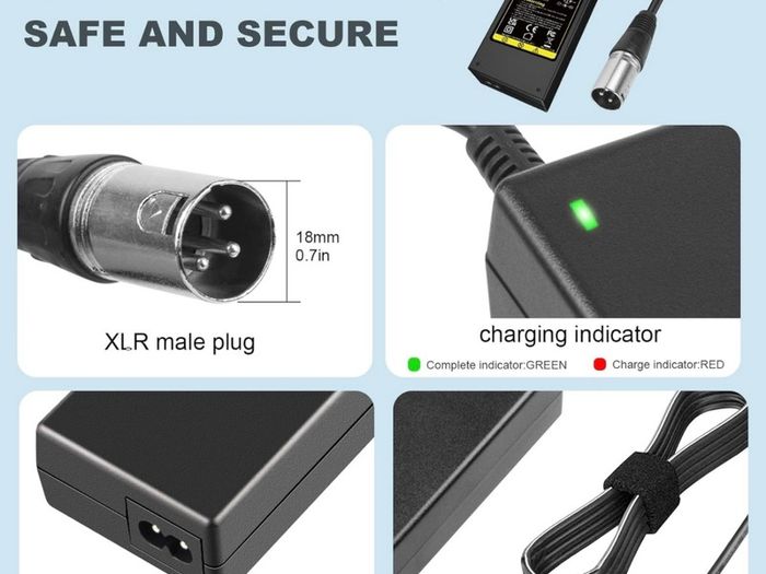 42V 2A Scooter Battery Charger Compatible with Electric bike fiido d3 d3s d3 pro Electric Mobility Scooter Power Chair Wheelchair with XLR Connector