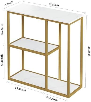 Console Table Small Gold Entryway Tables with Storage Shelves 80cm