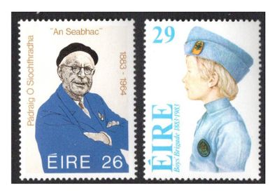 1983 Ireland Centenaries: Birth of Padraig O'Siochfhradha & Founding of the Boy's Brigade Commemorative Stamps Mint Never Hinged (MNH)