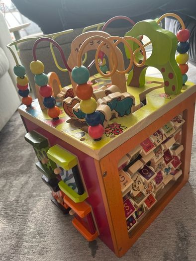 wooden activity cube