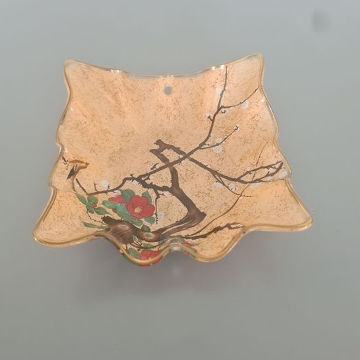 Kawamura Japan Reverse Painted   Glass Dish
