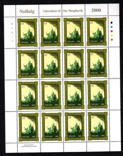 2000 Ireland Christmas Commemorative Stamps Sheetlet Plate 1B1B1B1B Mint Never Hinged (MNH)