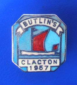 BUTLINS CLACTON 1957 (holiday camp, Essex) - resident camper's enamel badge