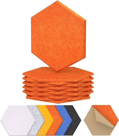NEW SALE | 12 Pack Hexagon Acoustic Panels Self-adhesive, 30x26x0,9cm High Density Sound Proof Panels