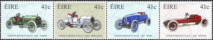 2003 Ireland Centenary of Gordon Bennett Race (Napier, Mercedes, Mors, Winton) Commemorative Stamp Set Mint Never Hinged (MNH)
