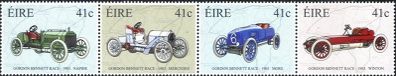 2003 Ireland Centenary of Gordon Bennett Race (Napier, Mercedes, Mors, Winton) Commemorative Stamp Set Mint Never Hinged (MNH)