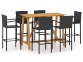 7 Piece Garden Bar Set Black