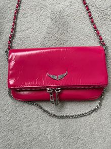 Zadig & Voltaire pink leather mini clutch bag new