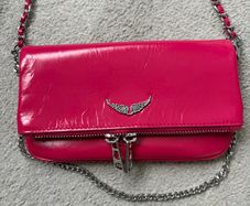 Zadig & Voltaire pink leather mini clutch bag new