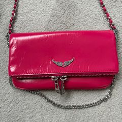 Zadig & Voltaire pink leather mini clutch bag new