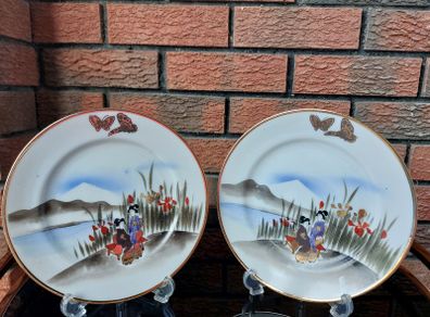 Antique Japanese Geisha Plates x 2