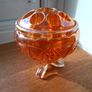 Vintage  Art Deco  Carnival Amber Rose Bowl Image 2