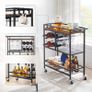 Bar Cart for Home, 3-Tier Serving Cart with Wheels and Handle Image 3