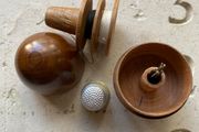 Antique wooden egg and thimble
