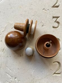 Antique wooden egg and thimble