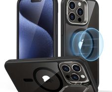 For Apple iPhone 12 Pro Max Skin-Feel Camera Lens Holder Magsafe Case Black