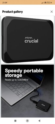 Crucial X9 2TB Portable External SSD Up to 1050MB/s, Works with PlayStation, Xbox, PC and Mac, USB-C 3.2