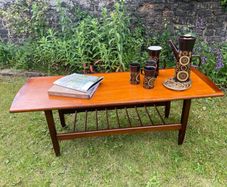 Mid-Century Modern Danish-Style Teak Coffee Table with Magazine Rack