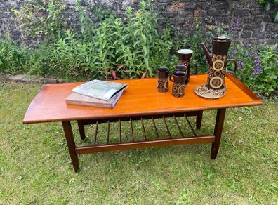 Mid-Century Modern Danish-Style Teak Coffee Table with Magazine Rack