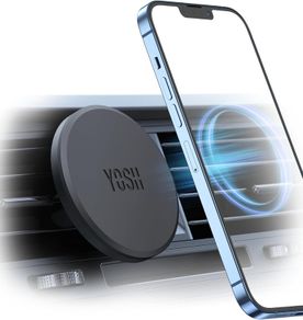 MagSafe Car Mount, Magnetic Phone Holder for Car Vent, [1s Installation & Full Rubber Protection], N55 Magnets for iPhone 17/16/15/14/13/12, Fits MagSafe Cases, No Metal Plate Needed