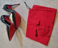 Louboutin genuine black leather Kate heels