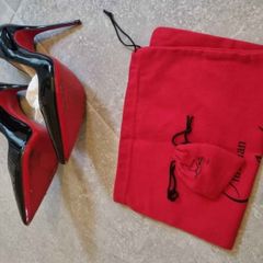 Louboutin genuine black leather Kate heels