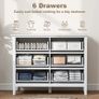 Fluted Dresser, 6 Drawer Chest of Drawers for Bedroom, Living Room, Hallway, Closet, White Image 3