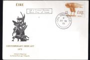 1975 Ireland Irish Art "Bird of Prey" by Oisin Kelly Commemorative Stamp Illustrated Post &amp; Telegraph (P&amp;T) Addressed First Day Cover (FDC) with Cill Choinnigh (Kilkenny) steele cancel