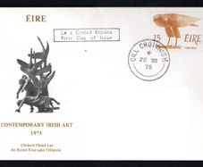 1975 Ireland Irish Art "Bird of Prey" by Oisin Kelly Commemorative Stamp Illustrated Post & Telegraph (P&T) Addressed First Day Cover (FDC) with Cill Choinnigh (Kilkenny) steele cancel