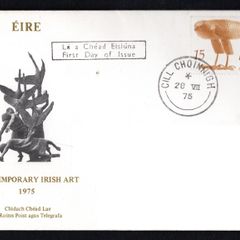 1975 Ireland Irish Art "Bird of Prey" by Oisin Kelly Commemorative Stamp Illustrated Post & Telegraph (P&T) Addressed First Day Cover (FDC) with Cill Choinnigh (Kilkenny) steele cancel